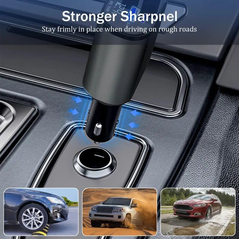 120W 4 in 1 Retractable Car Charger Socket New 2025,Multi USB Car Charger Type C Adapter with Dual Ports, car Mobile Charger Compatible with Android