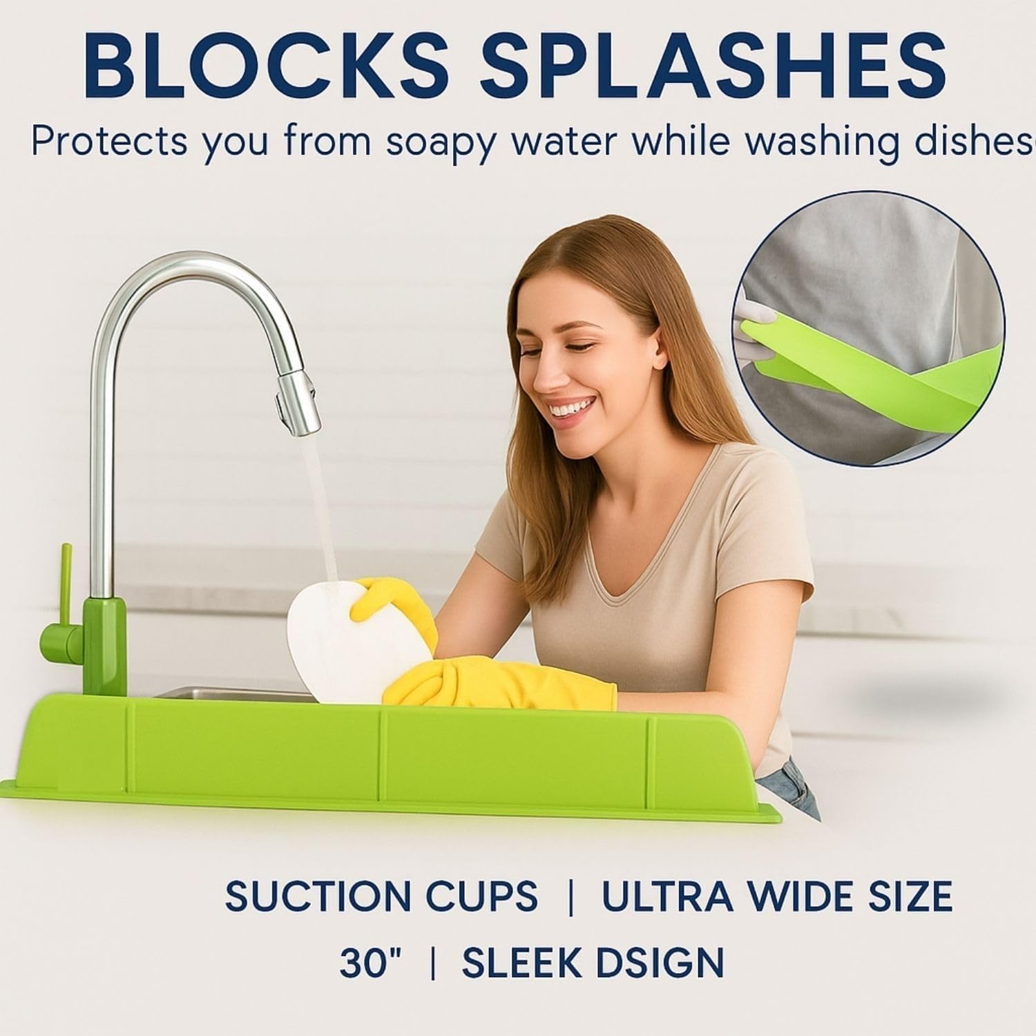 Silicone Sink Backsplash Guard Lightweight for Sink Bathroom Household Beige|Home & Garden | Kitchen, Dining & Bar |Home & Garden|1 Silicone...